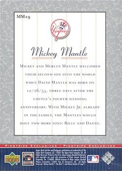 2001 Upper Deck - Pinstripe Exclusives Mickey Mantle #MM19 Mickey Mantle  Back